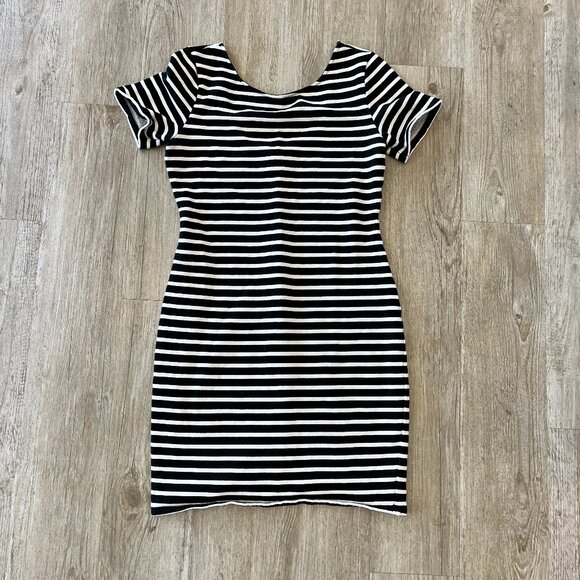 Womens Sanctuary Clothing Black/White Stripe Mini Dress - M - Picture 1 of 5